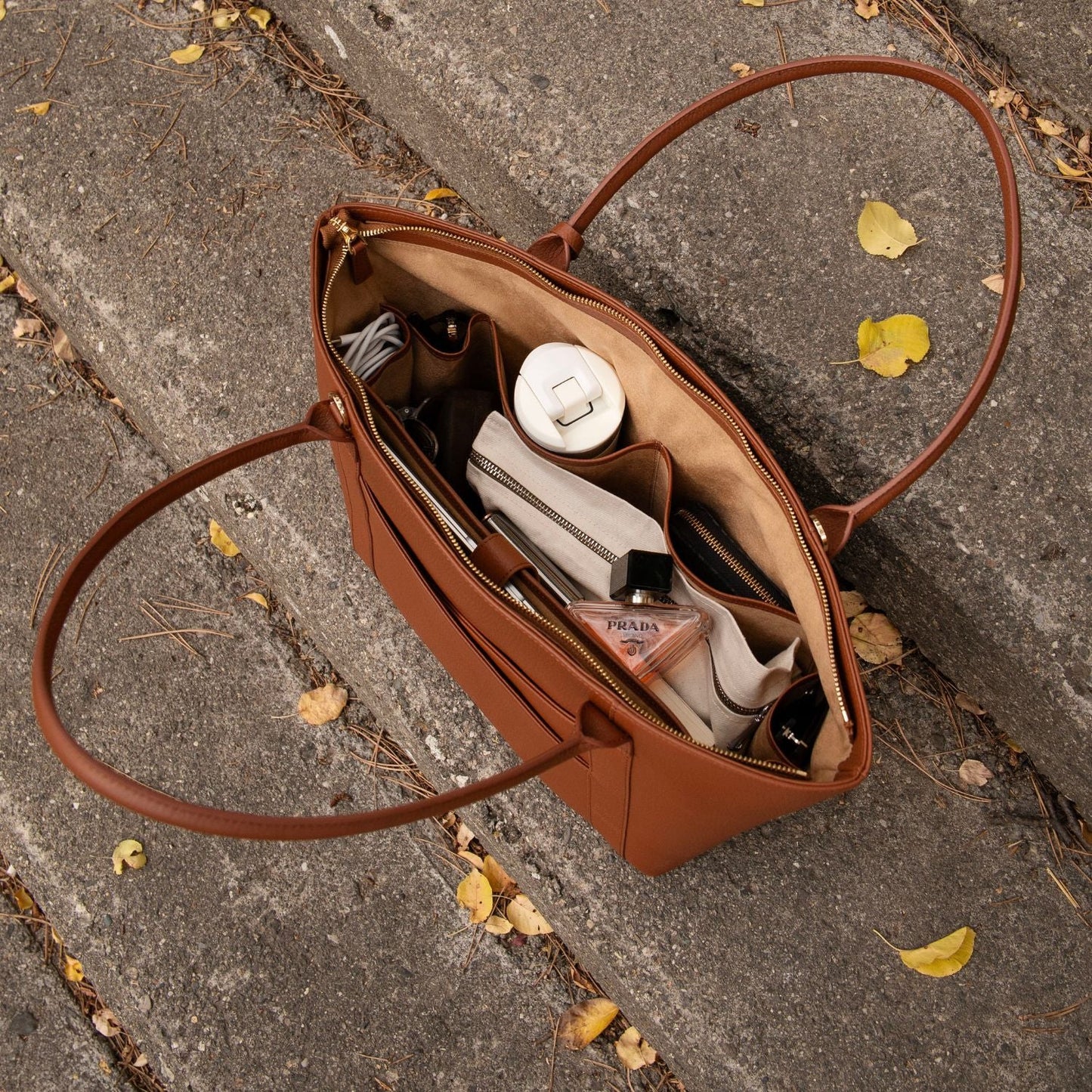 El bolso tote Leathere New York - Coñac