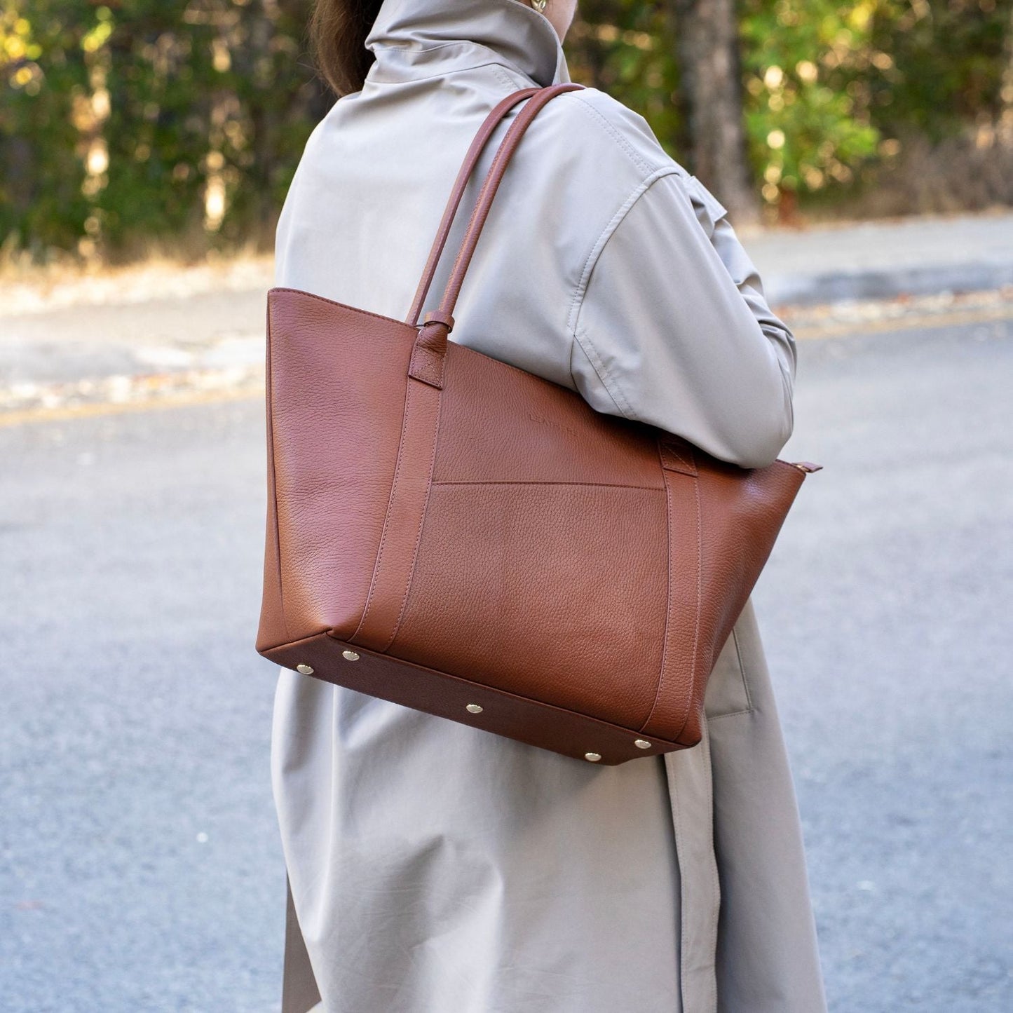 El bolso tote Leathere New York - Coñac
