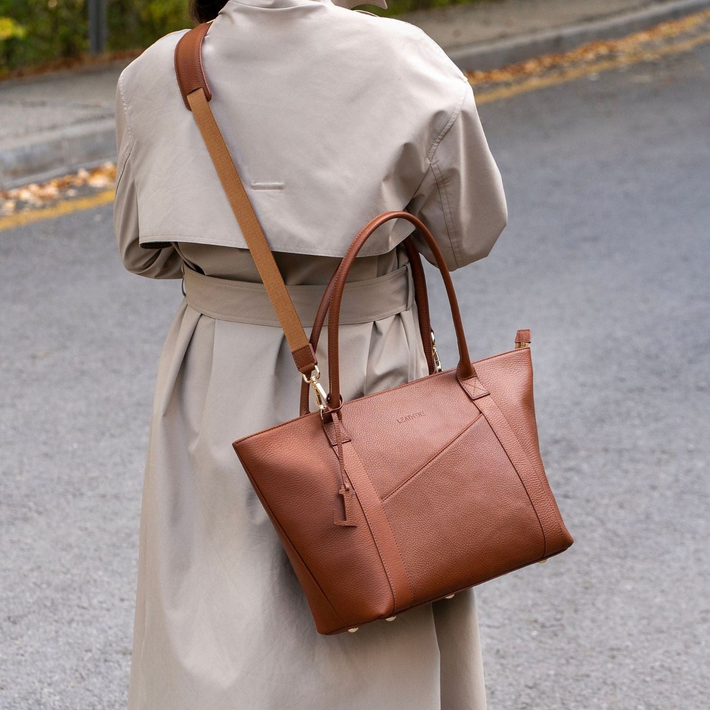 El bolso tote Leathere New York - Coñac