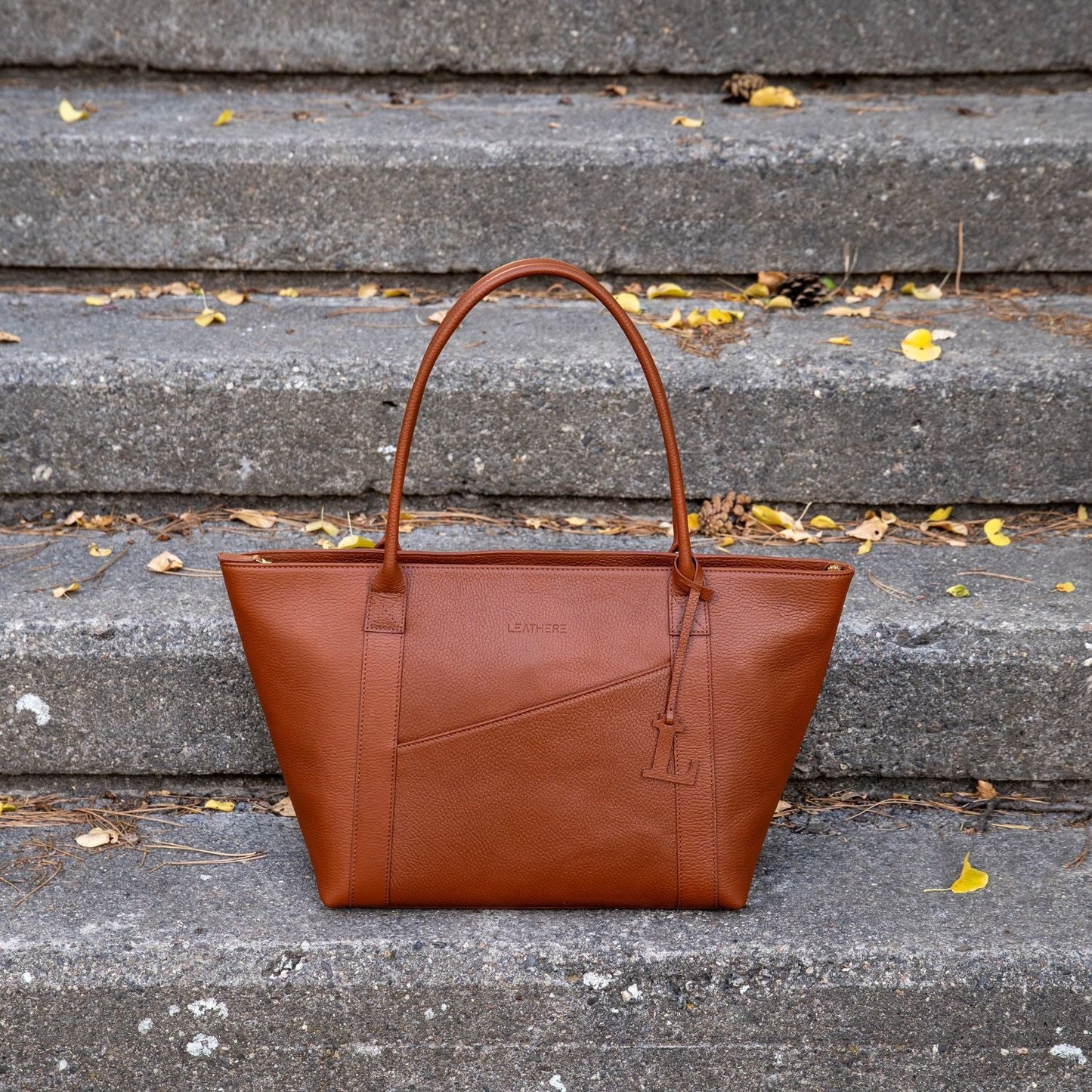 El bolso tote Leathere New York - Coñac