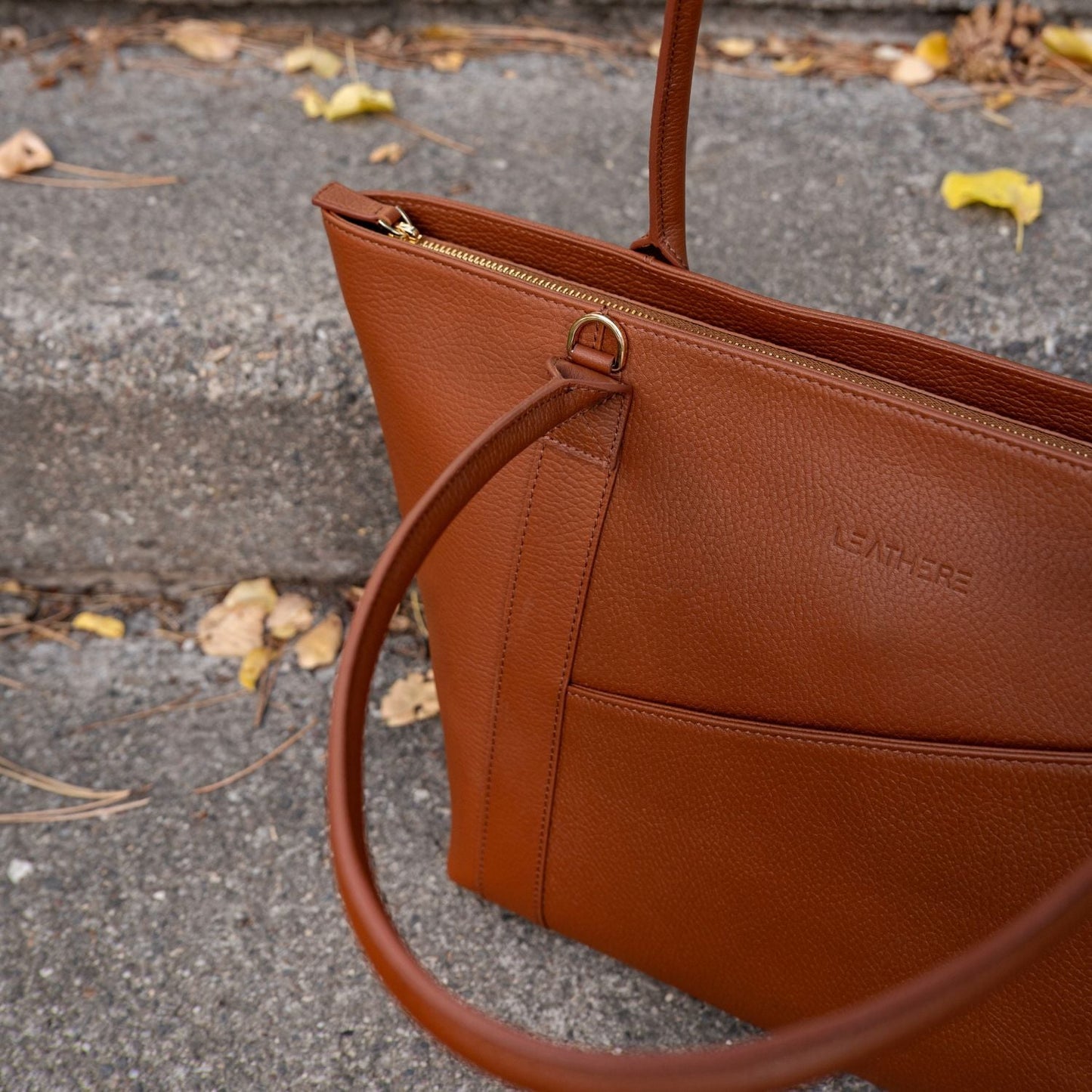 El bolso tote Leathere New York - Coñac