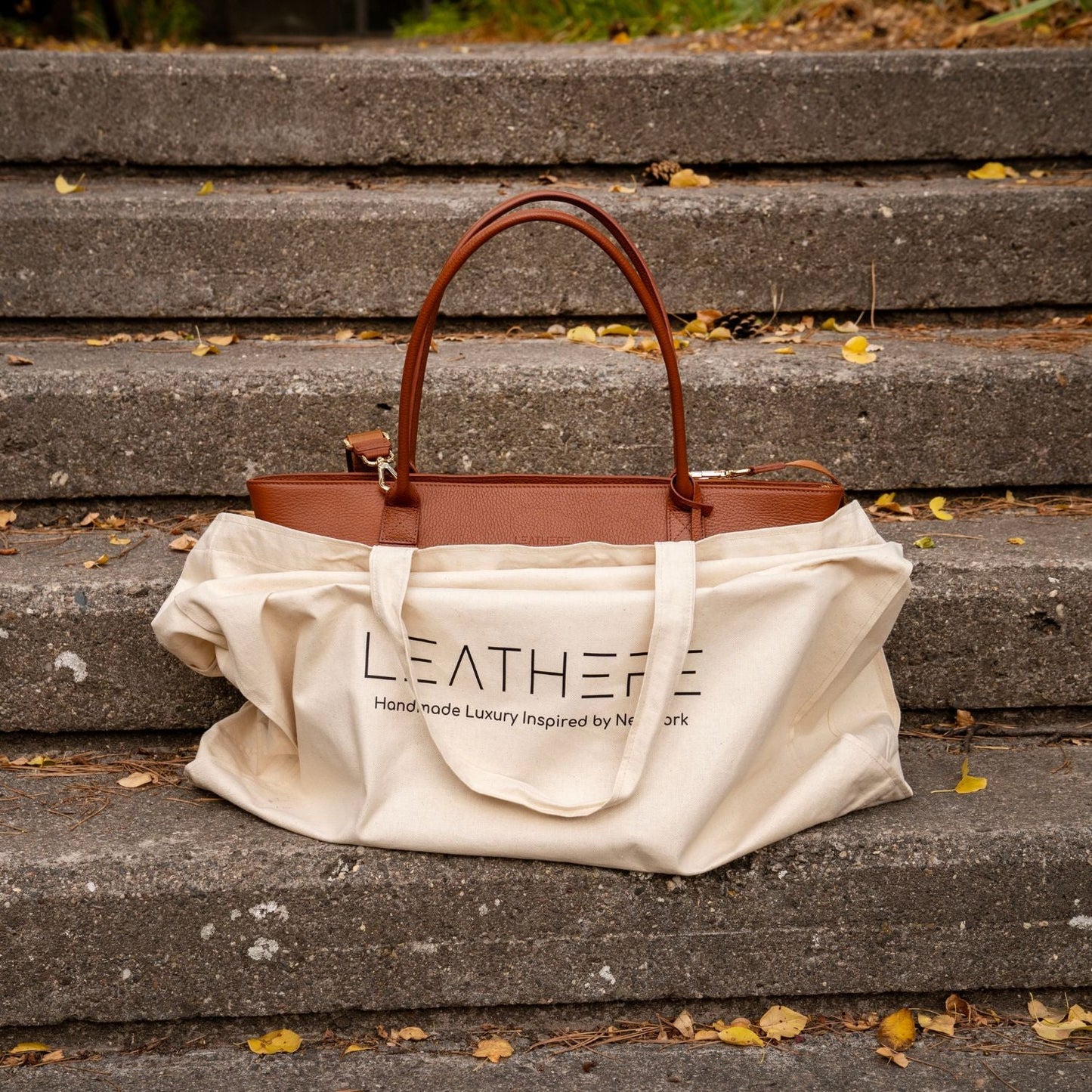 El bolso tote Leathere New York - Coñac