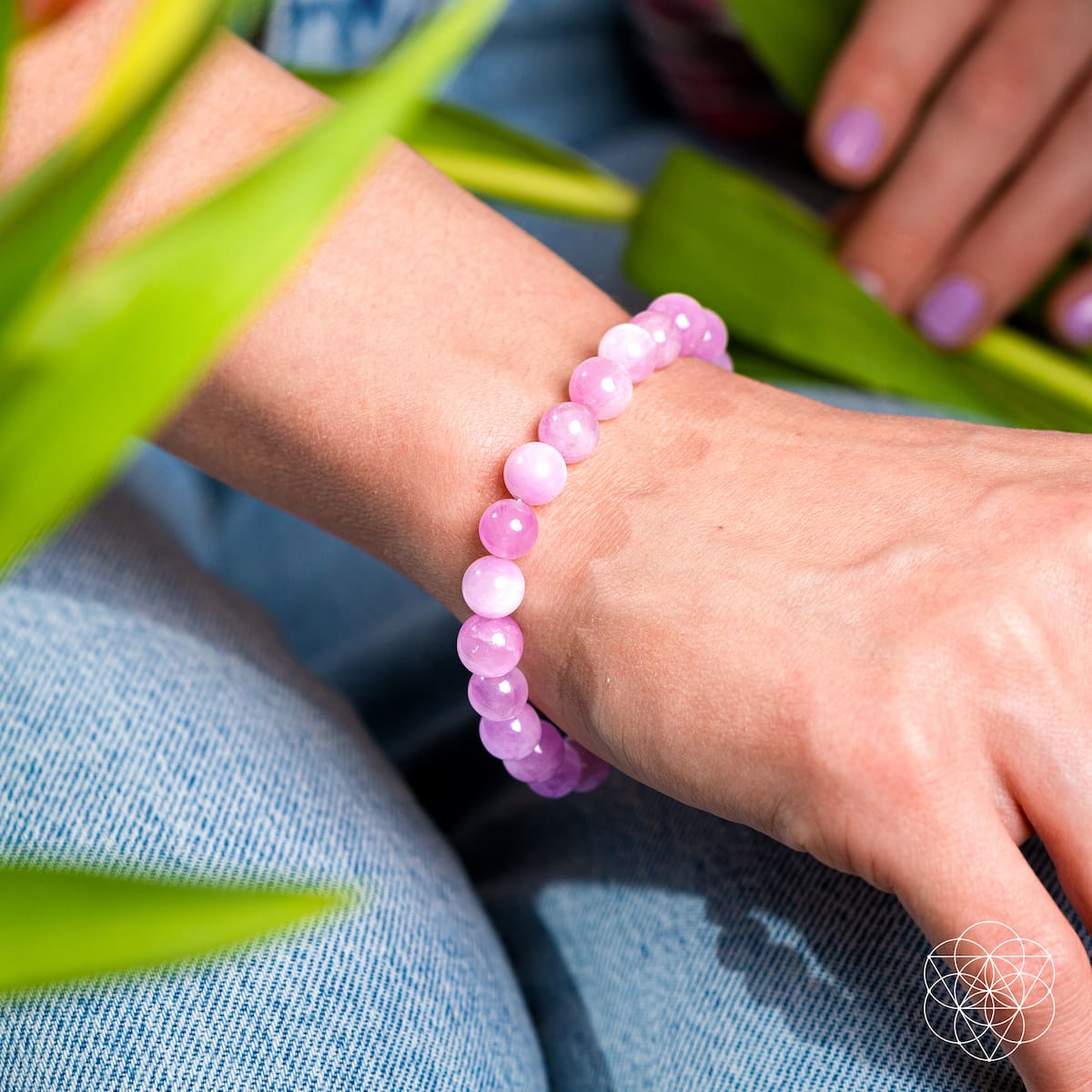 El reinicio del corazón - Pulsera de kunzita rosa rara