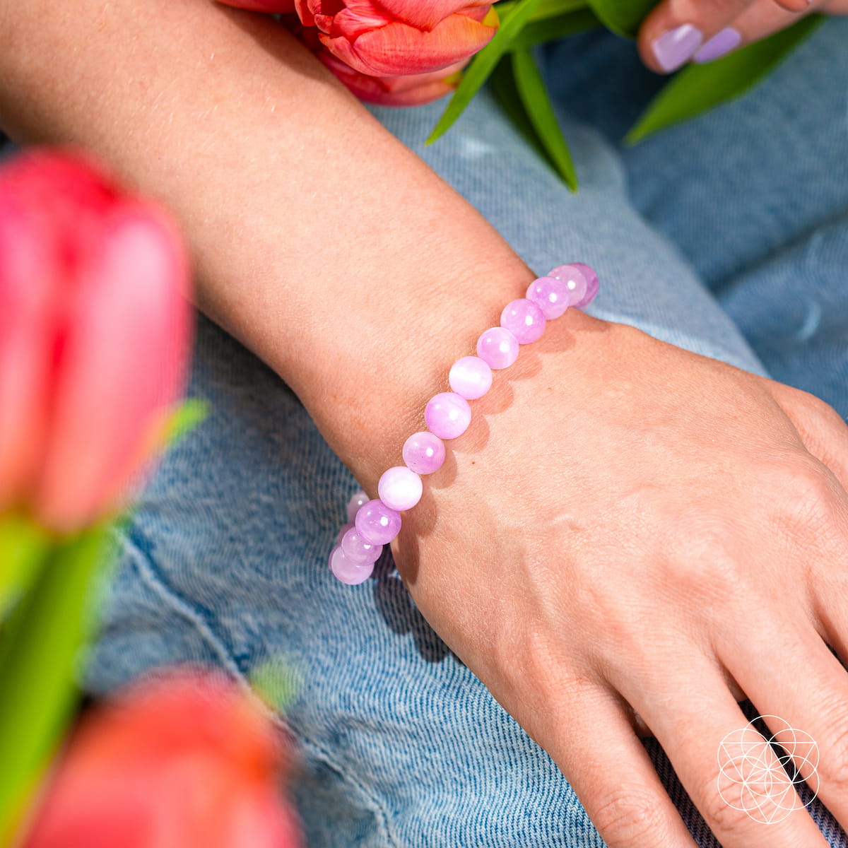 El reinicio del corazón - Pulsera de kunzita rosa rara