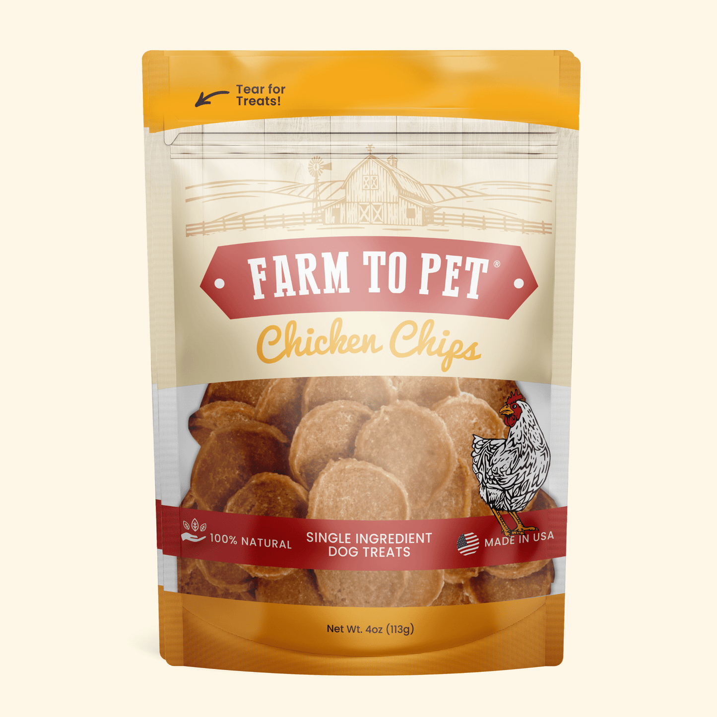 Patatas fritas de pollo para perros | Premios para perros de un solo ingrediente totalmente naturales