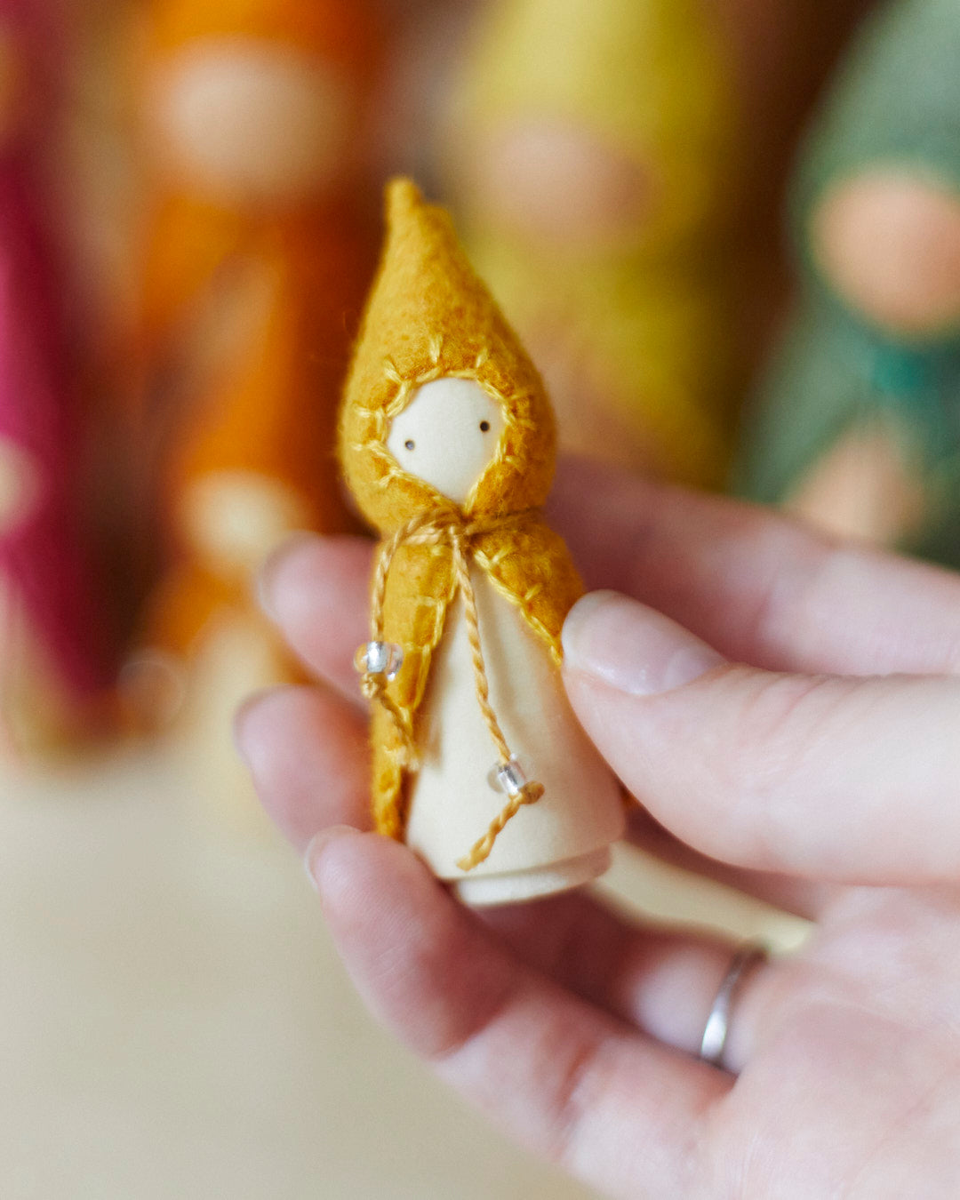 Mini Yellow Wooden Gnome