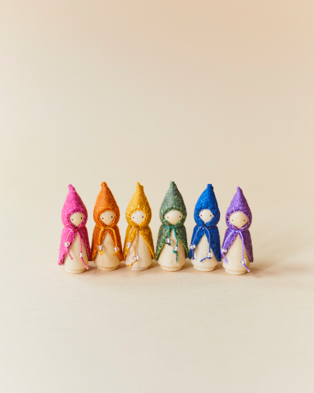 Mini Rainbow Wooden Gnome Set