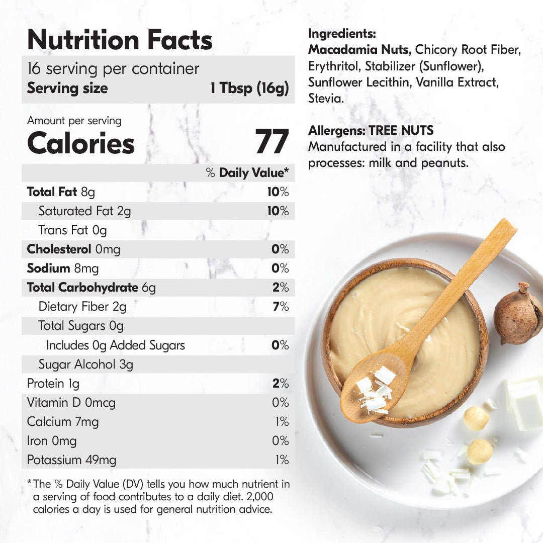 Macadamia Nut Butter White Chocolate Flavor  (1 Flavor, 1 Jar)