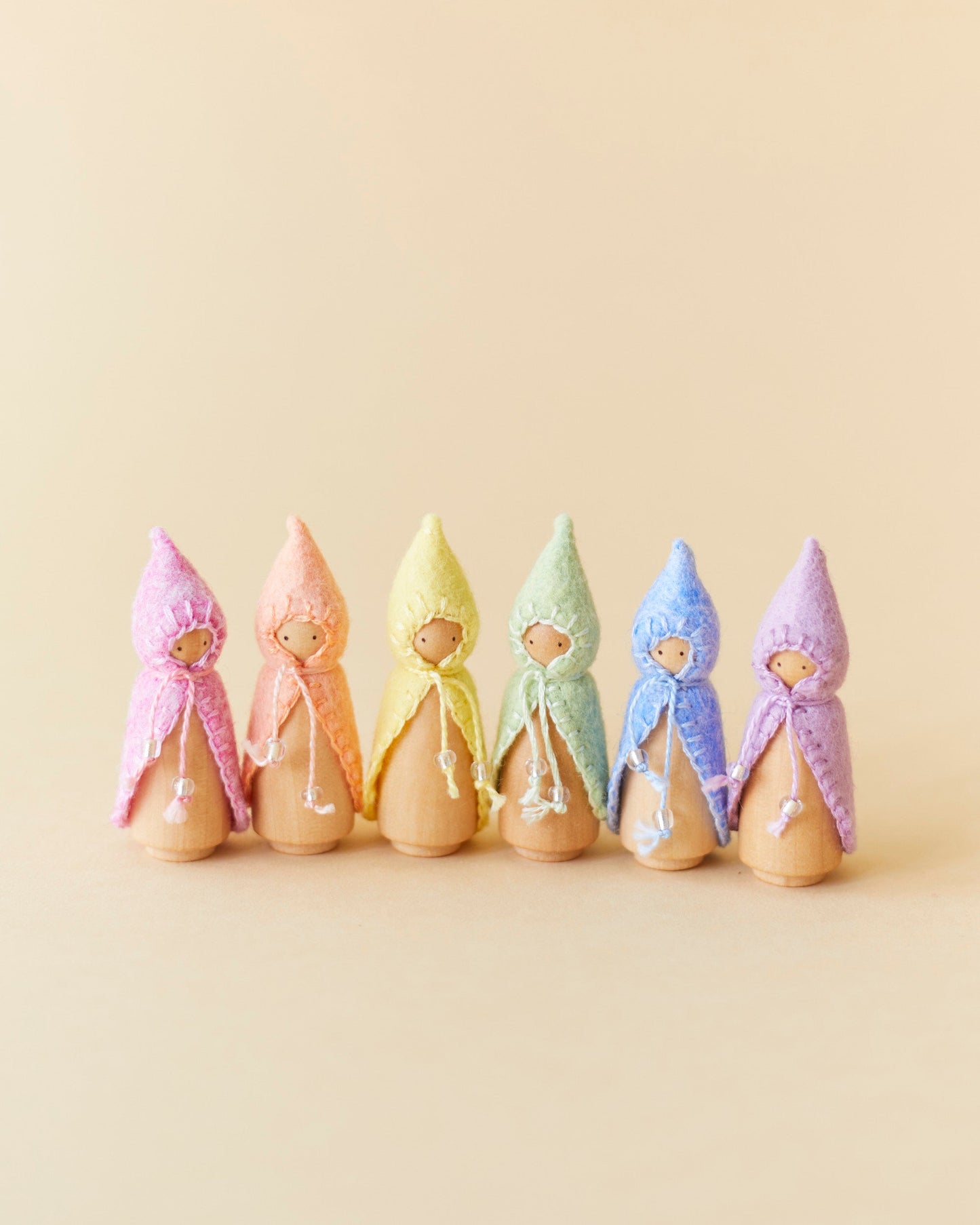 Mini Pastel Orange Wooden Gnome
