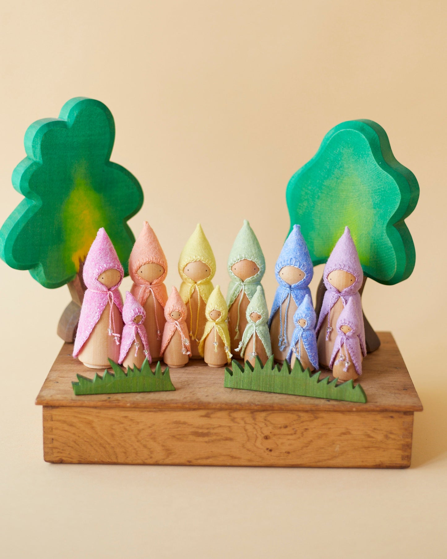 Mini Pastel Orange Wooden Gnome