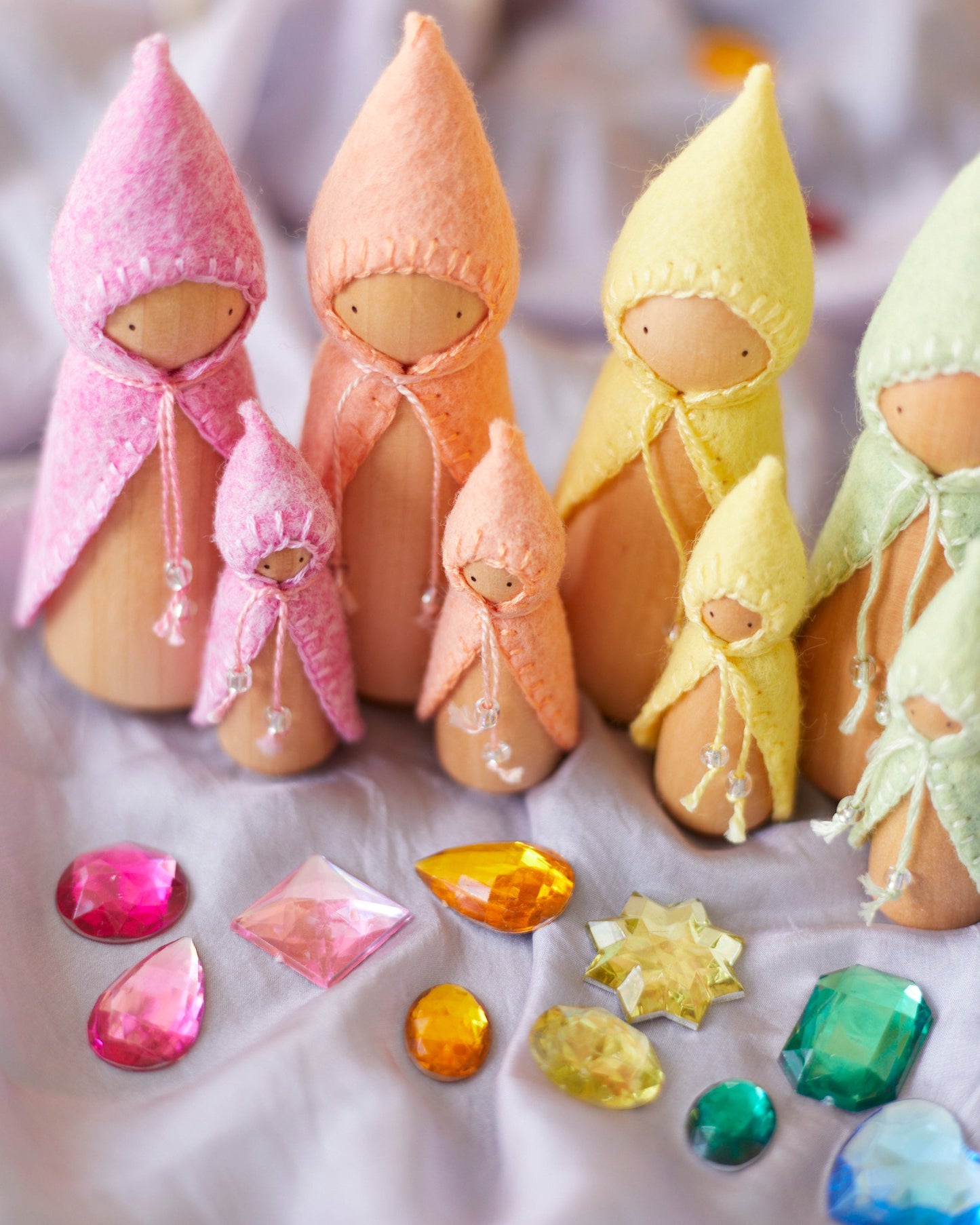Mini Pastel Orange Wooden Gnome