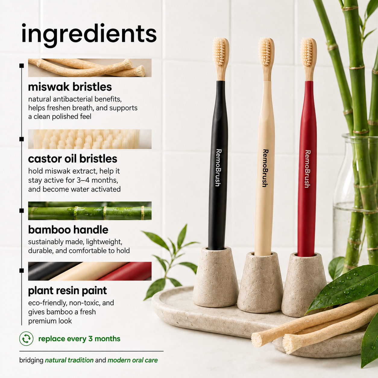RemoBrush: Cepillo de dientes de bambú con miswak