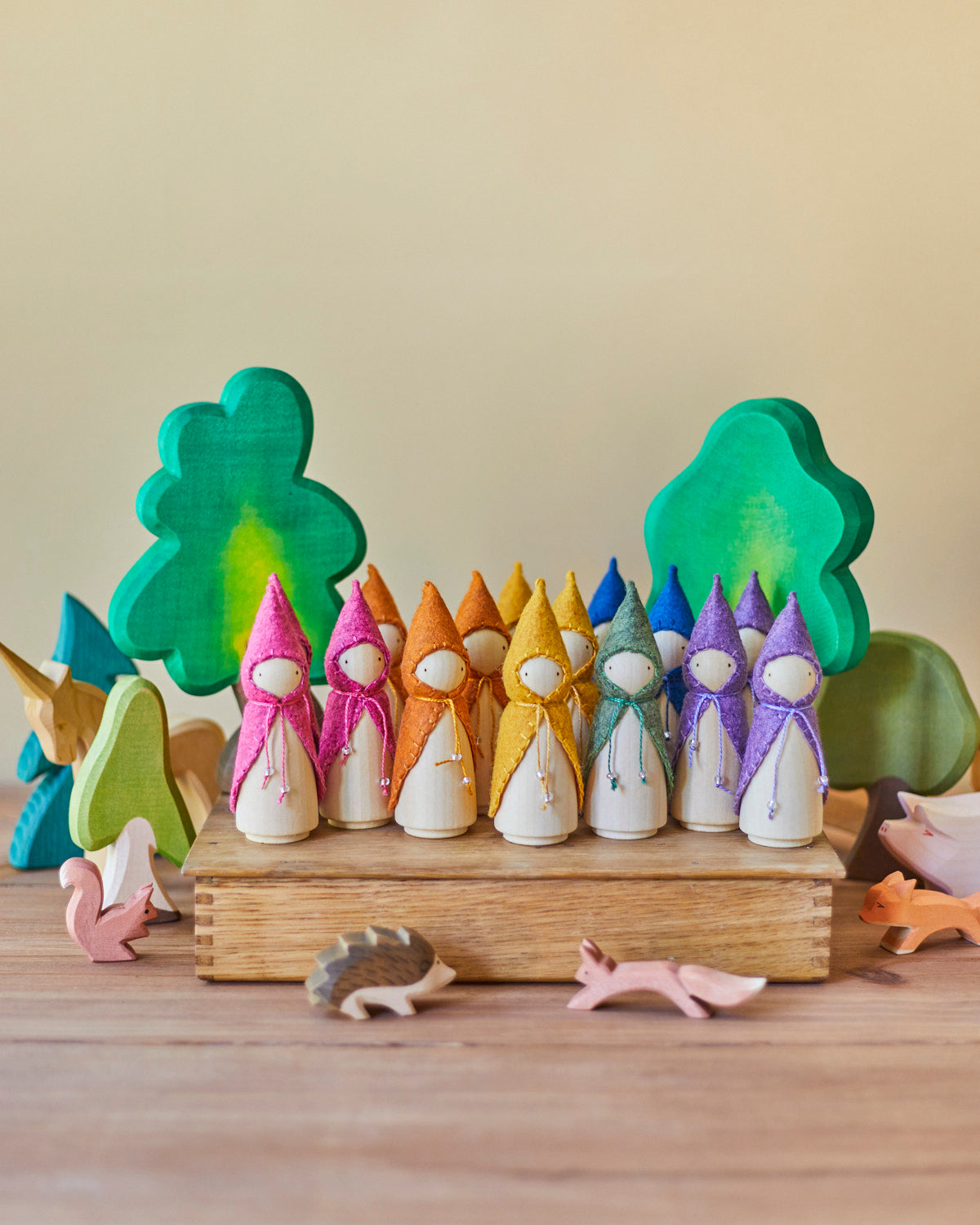 Colors of the Week Wooden Gnome Set