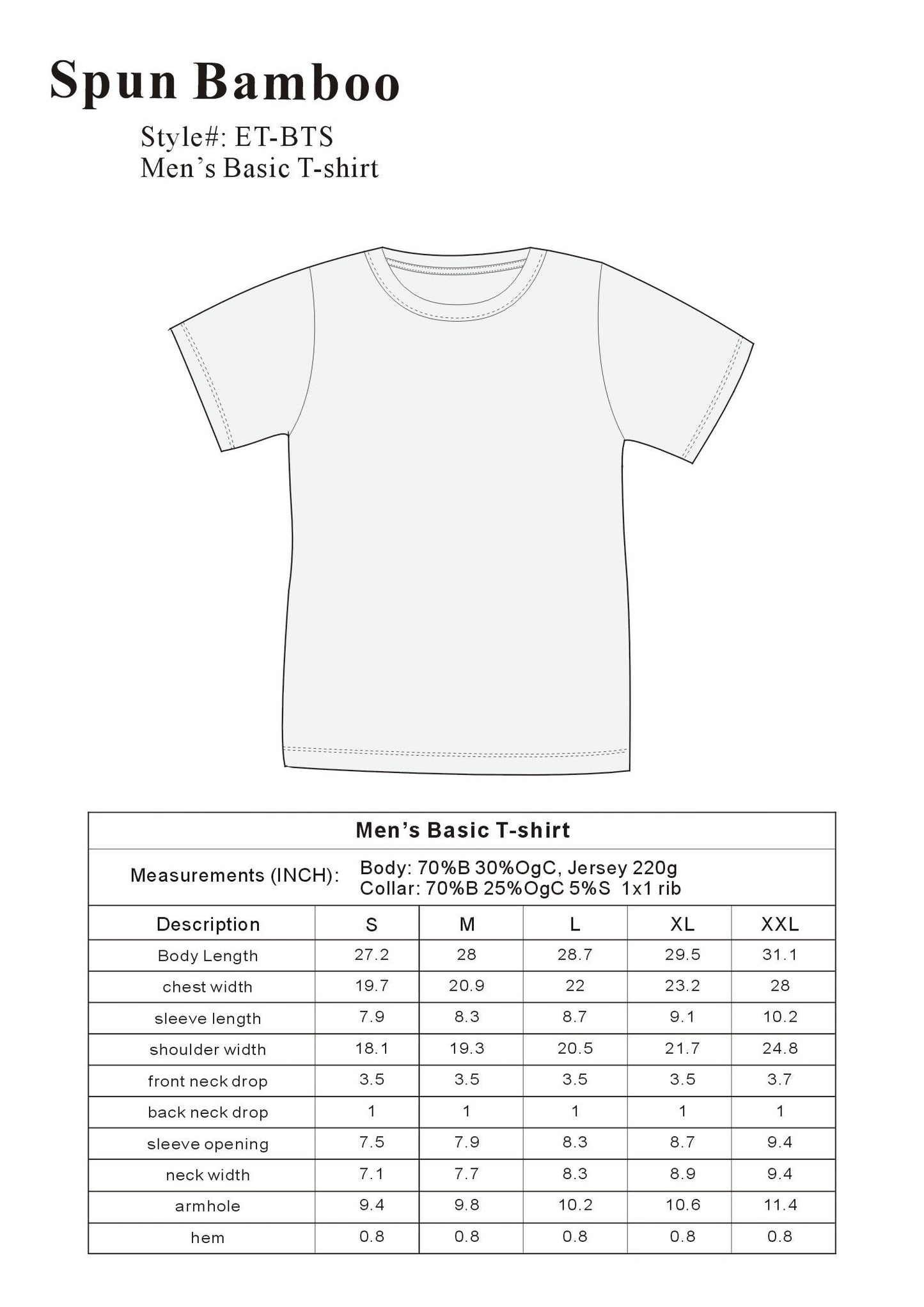 Men's Bamboo Viscose T-Shirt – Organic Cotton, Classic Fit